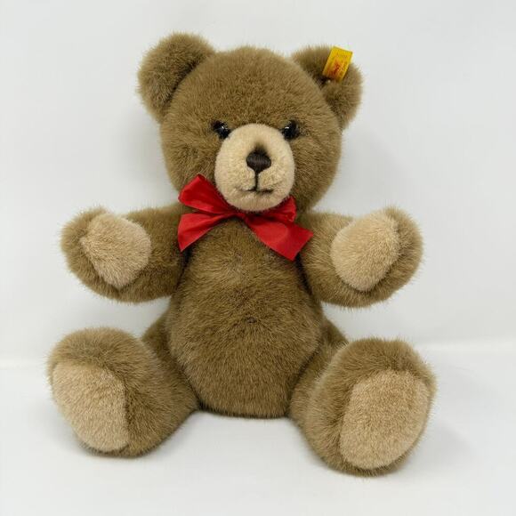 Steiff Petsy Teddy Bear 14" Plush Caramel Stuffed Animal Button in Ear 012174 - Picture 14 of 14